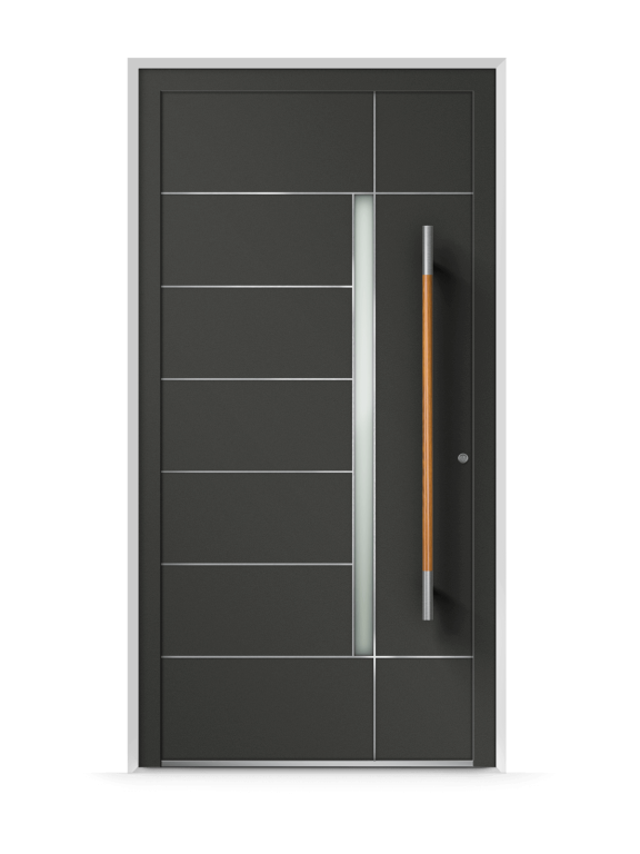 Haustür Aluminium Anthrazit mit Griffstange
