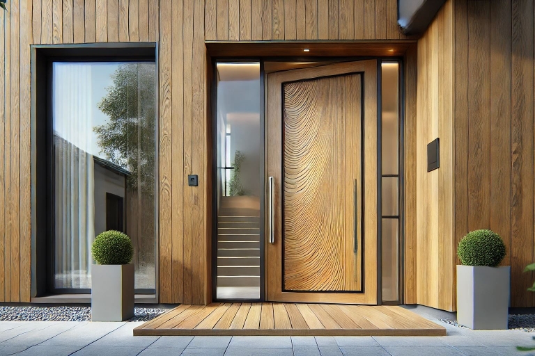 Moderne Haustür Holz mit Seitenteil